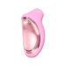 Compact pink and rose gold Lelo Sona 2 Travel clitoral stimulator with sleek, ergonomic design.
