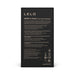 Back view of LELO SONA 2 Travel packaging with product details and features in multiple languages on a black textured box.
