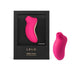 Lelo Sona Cruise rechargeable clitoral stimulator in pink with sleek black packaging and control buttons visible.