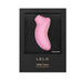 Pink Lelo Sona Cruise rechargeable clitoral stimulator in black presentation box with gold lettering.