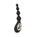 Black silicone anal beads with ergonomic handle and gold accent, designed for comfortable and gradual stimulation.