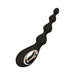 Black silicone anal beads with ergonomic handle and gold accent, designed for comfortable and gradual insertion.