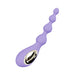 Purple silicone anal beads with ergonomic handle and gold accent, designed for comfortable and flexible use.