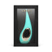 Aqua blue Lelo Tiani Harmony couples vibrator displayed in black packaging with gold accents.