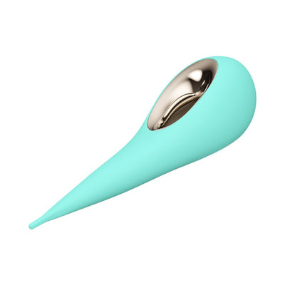 Aqua blue Lelo Tiani Harmony couples vibrator with smooth silicone body and metallic accent, designed for dual stimulation.