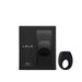 Lelo Tor 2 black vibrating couples' ring displayed next to its sleek black packaging box.