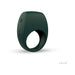 Sleek dark green silicone vibrating couples’ ring with ergonomic design and discreet control buttons by LELO.