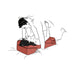 Illustration of a couple using a red Liberator Wedge/Ramp Combo cushion for comfortable and supported intimate positioning.