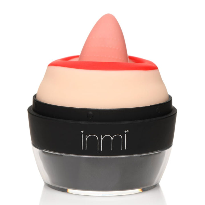 Lickgasm Lady Licker clitoral stimulator with soft pink tongue and red lips on black and clear base.