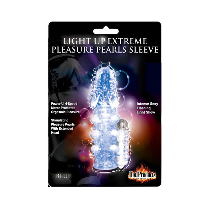 Light Up Extreme Pleasure Pearls Sleeve Blue - SexToy.com