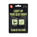 Glow in the dark dice set for playful adult games with position and location options in black and green packaging.