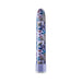 Slimline 7-inch rechargeable vibrator in blue with floral pattern and smooth rounded tip.