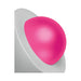 Close-up of the bright pink suction cup base of the Lollicock Silicone Dildo on a white background.