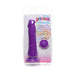 Purple 7-inch flexible silicone dildo with suction cup base in clear retail packaging.