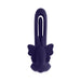 Purple silicone butterfly-shaped dual stimulator with flexible shaft and flapping wings design.