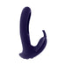 Purple dual-stimulation silicone vibrator with flexible butterfly stimulator and remote control.