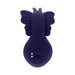 Purple butterfly-shaped flexible stimulator with control buttons and textured wings for dual pleasure.
