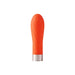 Compact orange personal massager with textured swirl design and silver base engraved with Love Not War logo