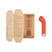 Orange silicone Love Not War Liebe Head G-spot stimulator with eco-friendly packaging and user instructions.