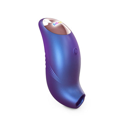 Compact iridescent blue Love To Love Believer with ergonomic design and smooth silicone finish.
