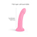 Pink curved soft-touch dildo with glow-in-the-dark glitter and suction cup base, 5.83 inches insertable length.
