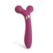 Dual-ended magenta silicone body massager and vibrator with textured rolling heads and control buttons.