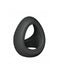 Black double cockring made of smooth liquid silicone with a flexible, ergonomic design.