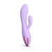 Compact lavender dual-motor baby rabbit vibrator with ergonomic design and rose gold accent base.