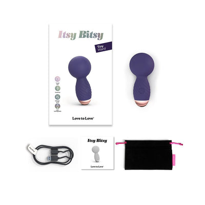 Love To Love Itsy Bitsy Rechargeable Silicone Mini Wand Vibrator Midnight Indigo - SexToy.com