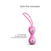 Pink silicone Kegel balls with metal weights designed for pelvic floor stimulation and contraction.