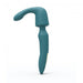 Teal rechargeable 3-in-1 wand vibrator with curved, textured head for versatile pleasure.