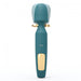Teal rechargeable wand vibrator with gold accents and flexible head, designed for versatile massage and stimulation.
