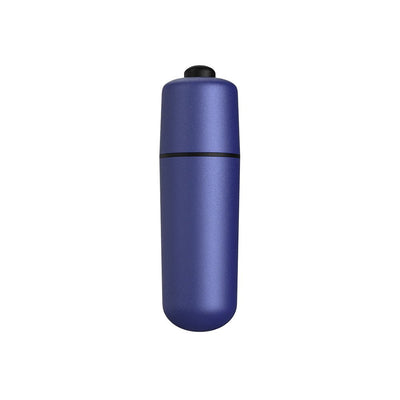 Compact bullet vibrator in metallic purple with a smooth, rounded design and a single black button on top.