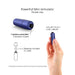 Compact blue Love To Love Waouhhh mini bullet vibrator with one-button control and seven vibration modes shown in hand for size reference.