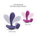 Two flexible silicone P & G vibrators in midnight indigo and sweet orchid colors showing their soft touch and bendable design.