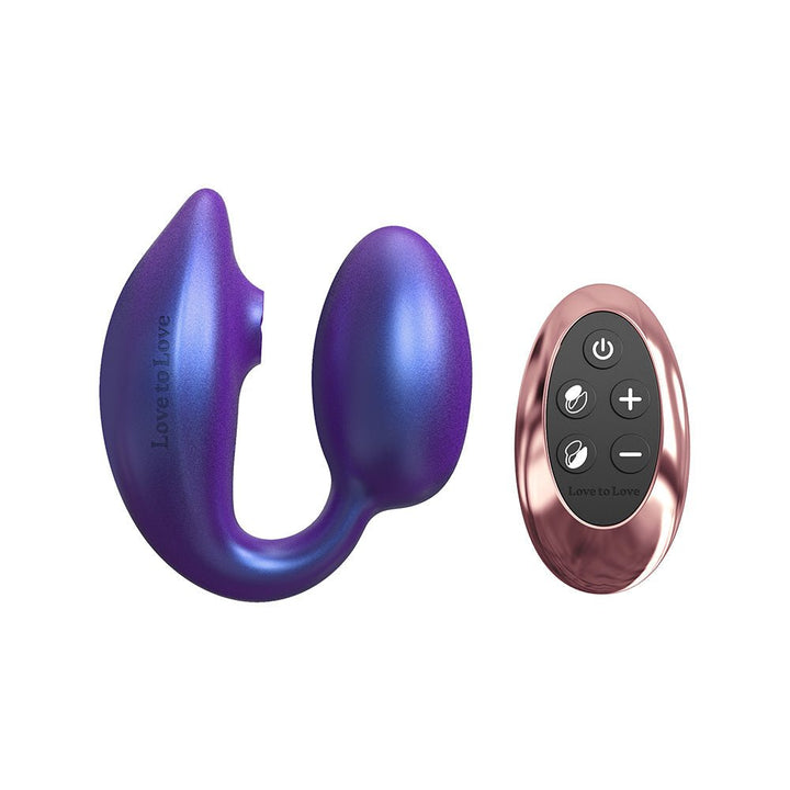 Purple ergonomic Love To Love Wonderlover with remote control on white background