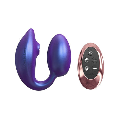 Purple ergonomic Love To Love Wonderlover with remote control on white background