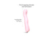 Pink silicone P & G tapping vibrator and stimulator with ergonomic curved design and insertable length dimensions.
