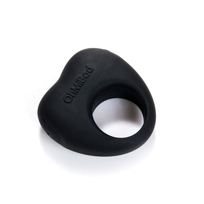 Black silicone Lovelife Share couples ring with OhMiBod branding on a white background.
