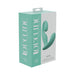 Loveline Bliss dual motor vibrator in teal with packaging highlighting 10 speeds, rechargeable, silicone, and submersible features.
