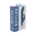 Loveline Devotion 10 speed mini-rabbit vibrator in blue silicone with textured shaft and dual stimulation ears shown in retail packaging.