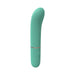 Green silicone Loveline Dolce mini G-spot vibrator with textured handle and curved tip.