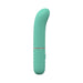 Green Loveline Dolce mini G-spot vibrator with curved tip and textured handle, made of smooth silicone.