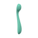 Mint green flexible silicone vibrator with curved ergonomic design and single power button.