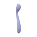 Lavender flexible silicone vibrator with curved design and single button control on white background.