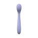 Lavender flexible silicone vibrator with rounded tip and single power button on handle, sleek and waterproof design.