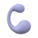 Lavender silicone dual motor vibrator with curved design for targeted clitoral stimulation.