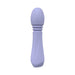 Lavender silicone vibrator with ergonomic handle and textured neck for enhanced stimulation.