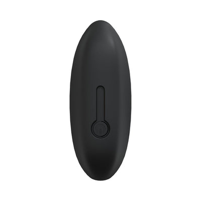 Black silicone rechargeable personal massager with smooth ergonomic design and single button control.