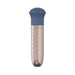 Compact rechargeable wand vibrator with textured silicone head and metallic patterned handle in blue and rose gold tones